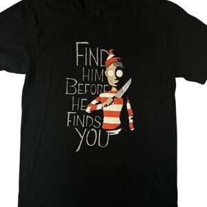 Where's Waldo Find Him Before He Finds You T Shirt Black Small